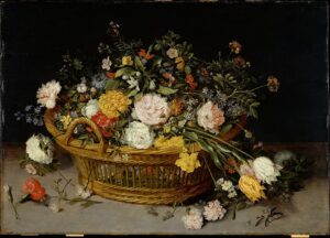 A Basket of Flowers – painting by Jan Brueghel the Younger